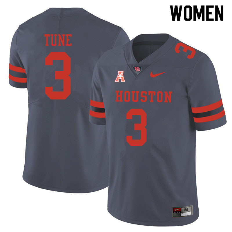 Women #3 Clayton Tune Houston Cougars College Football Jerseys Sale-Gray
